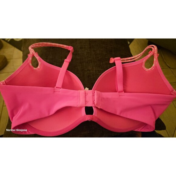 Victorias Secret Pink Lightly Lined Bra 34DD Polka Dot Detail Adjustable Straps - Picture 2 of 6
